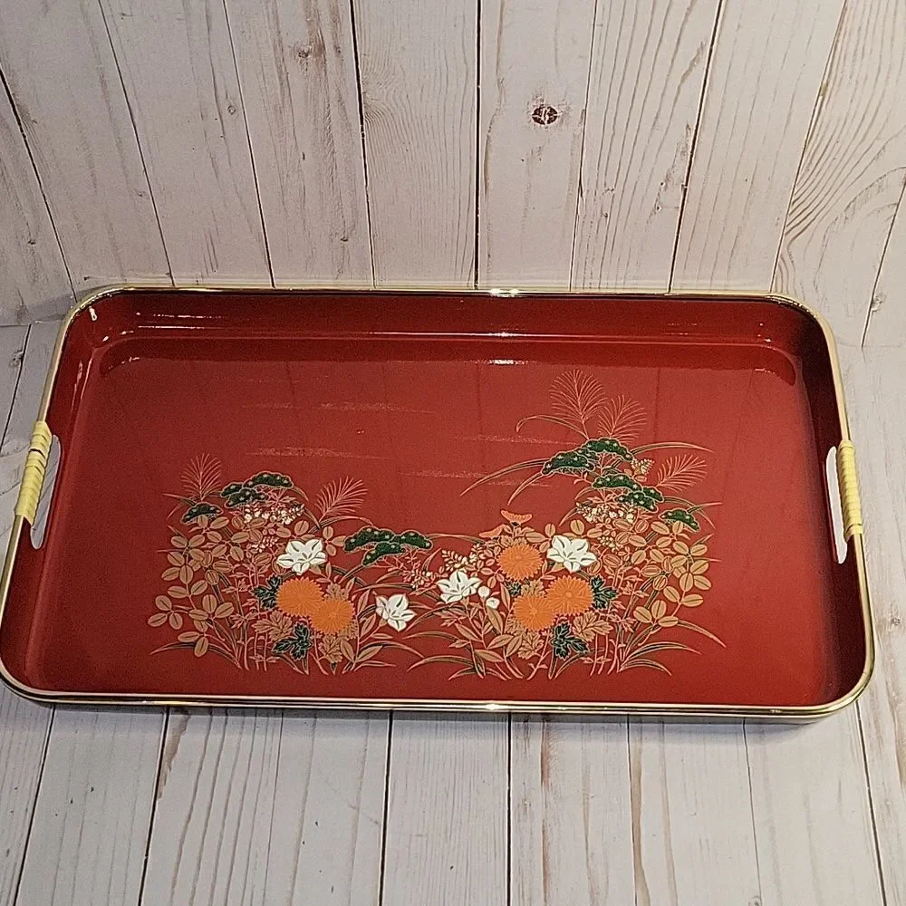 Vintage Toyo Japan Laquerware Nesting Serving Trays  Complete set of 3